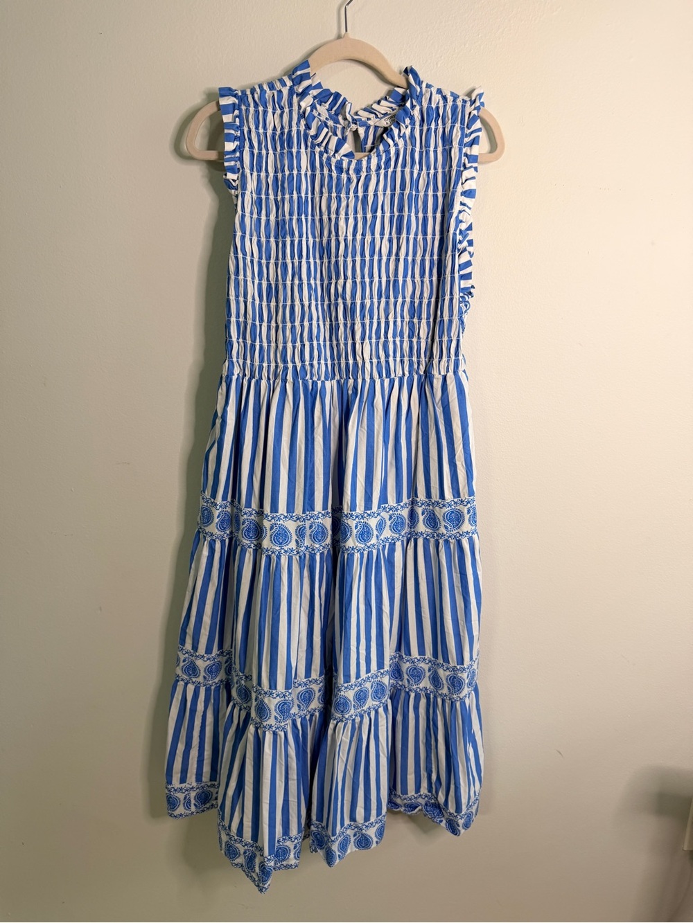 crown & ivy Blue and White Striped Midi Dress